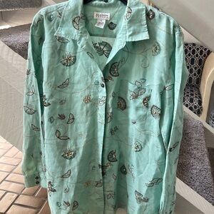 Allison Taylor NWOT embroidered linen shirt XL